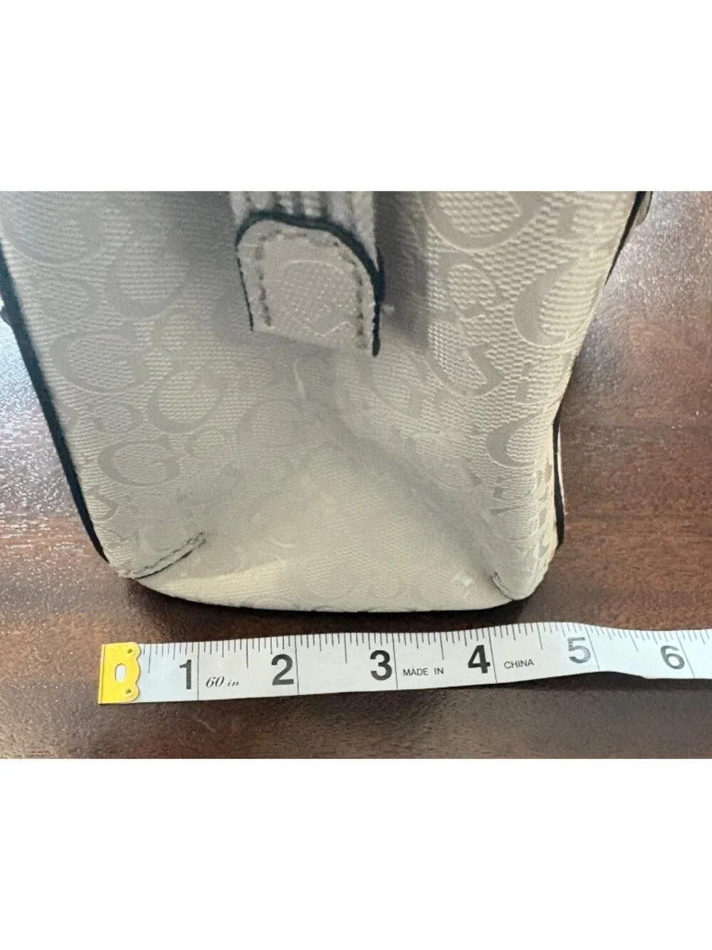 GUESS Beige Monogram Contemporary Classic Satchel Y2K Bag Chic Top Handle Purse